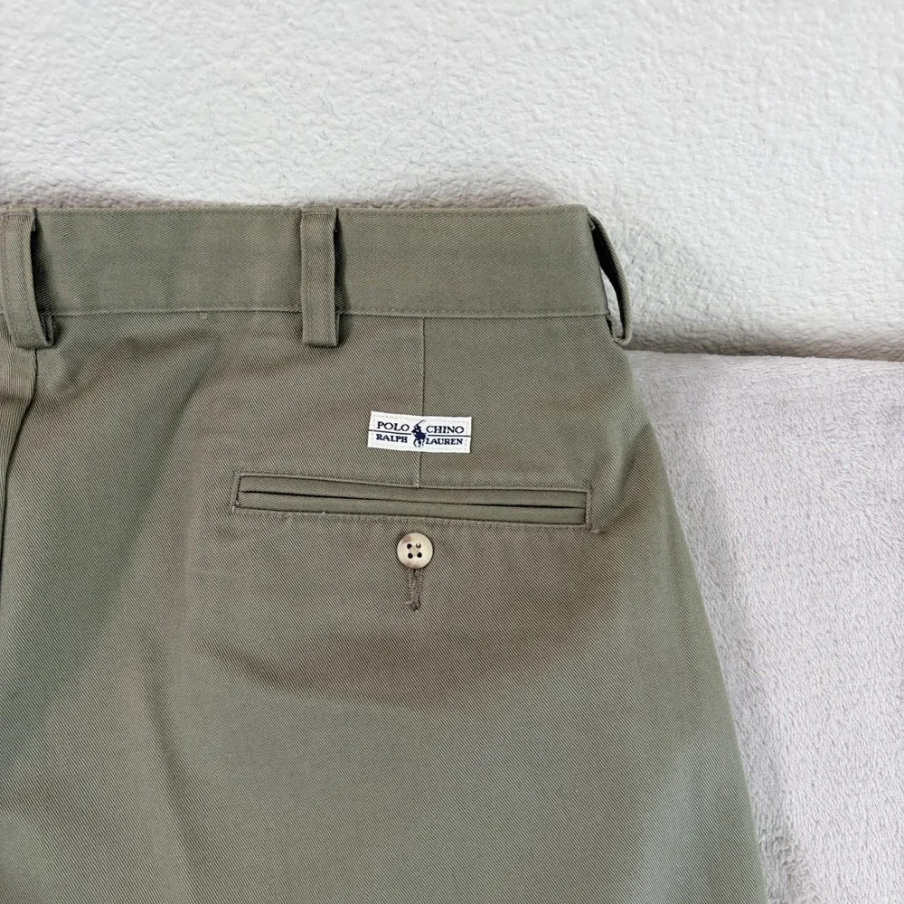 Vintage Polo Ralph Lauren Double Pleated Classic Chino Pants in Olive Men 35x32